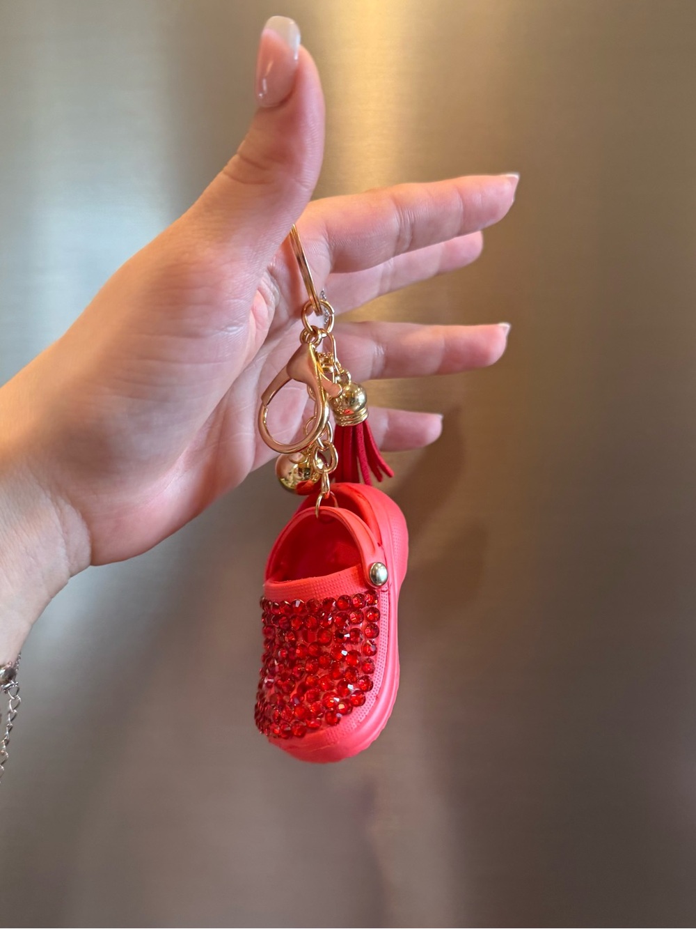 Red Rhinestone Croc Keychain - Picture 5 of 9